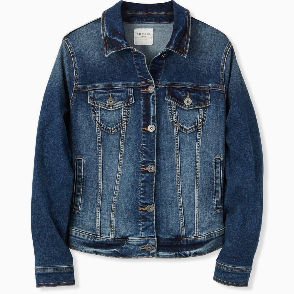 Torrid Denim Trucker Jacket Sz 2X Jean Coat Button Down Blue